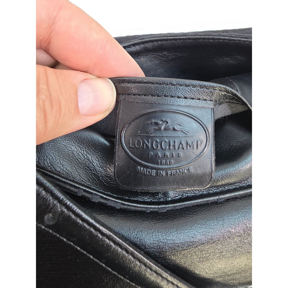 Longchamp Paris Black Monogram Jacquard Shoulder Bag Made in France Baguette - Picture 5 of 8